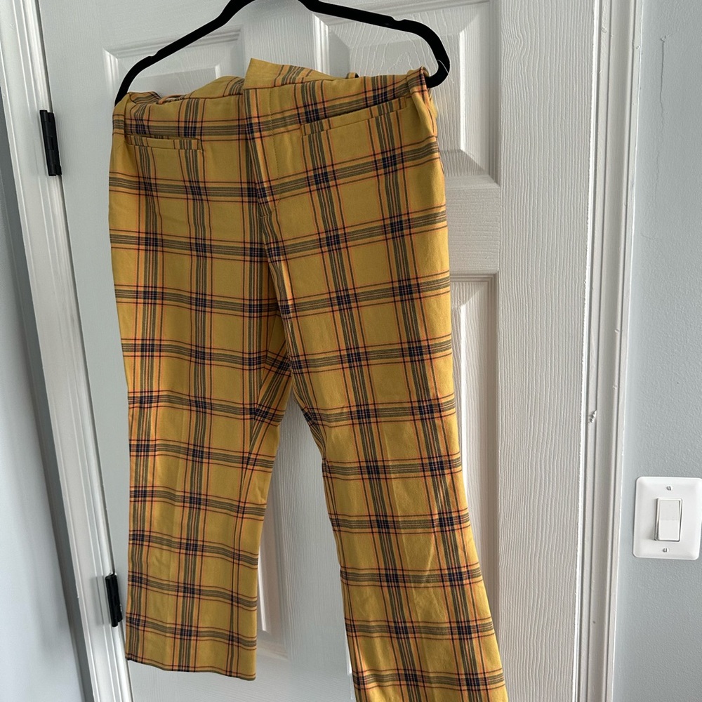 Anthropologie essential slim yellow plaid pants